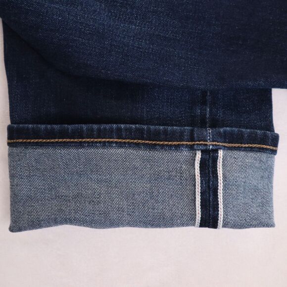 Uniqlo Red Line Selvedge Men's Slim Straight Low Rise Denim Blue Jeans 35Wx31L - Picture 3 of 13